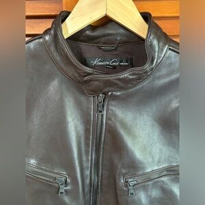 Kenneth Cole Reaction Dark Brown Leather Jacket Size Medium